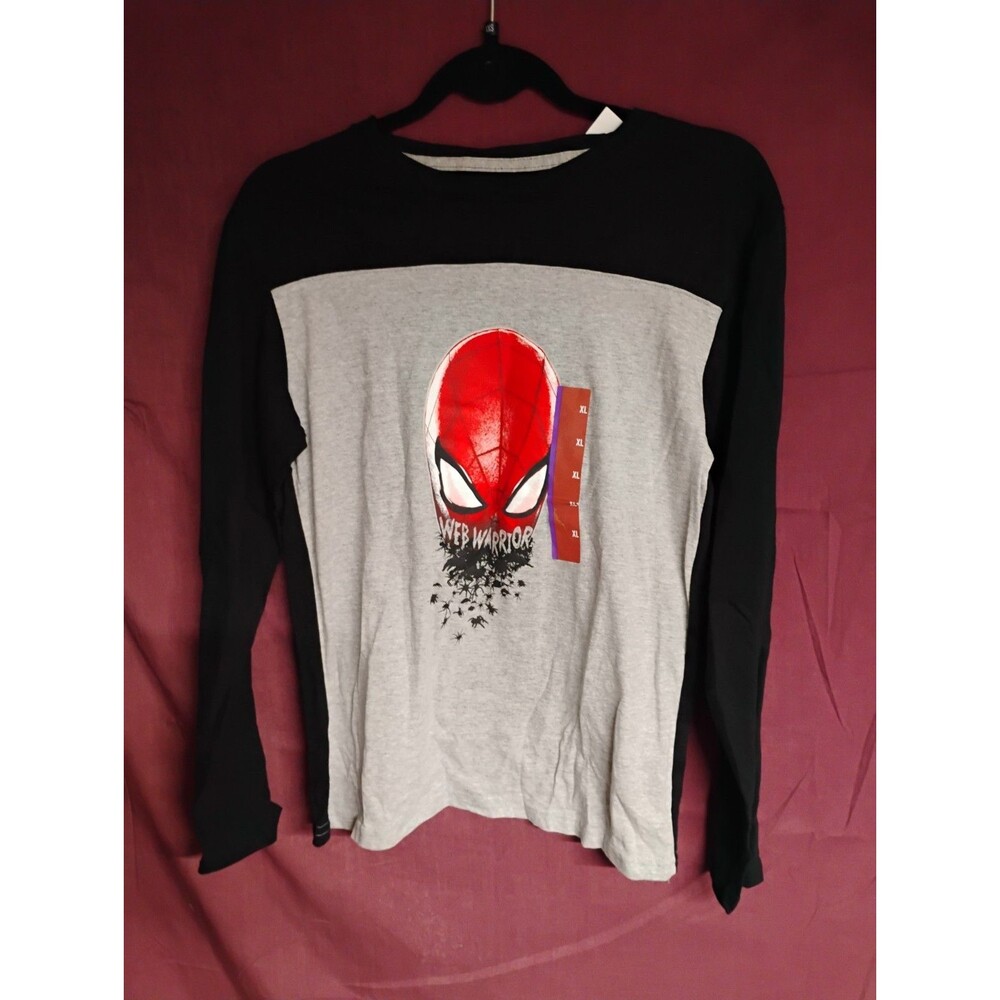 Marvel Boys Spiderman Web Warrior Long Sleeve T-Shirt XL 14-16 Heather Grey